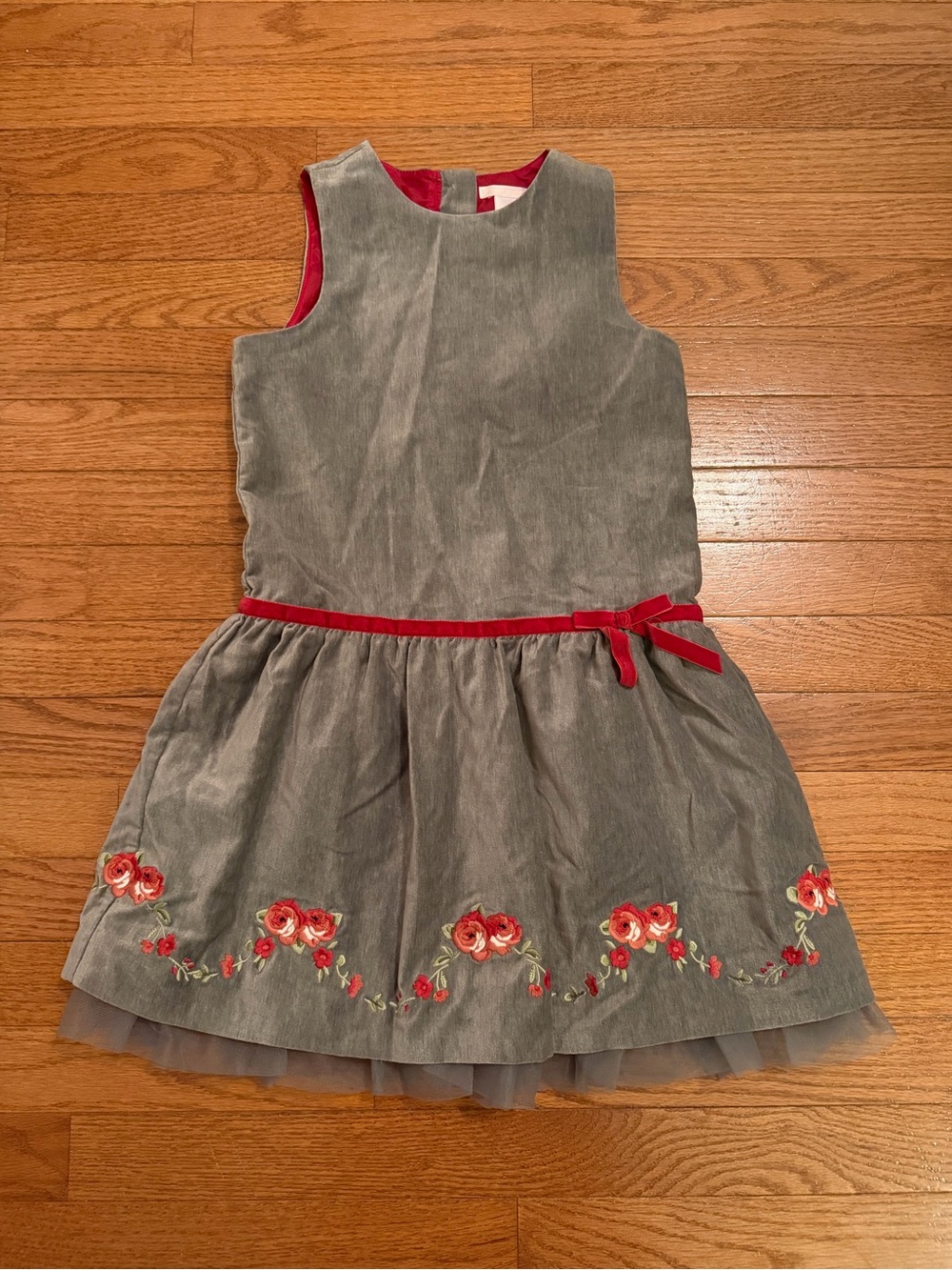 Janie and Jack Gray Velvet Floral Victorian Holiday Dress Size 7